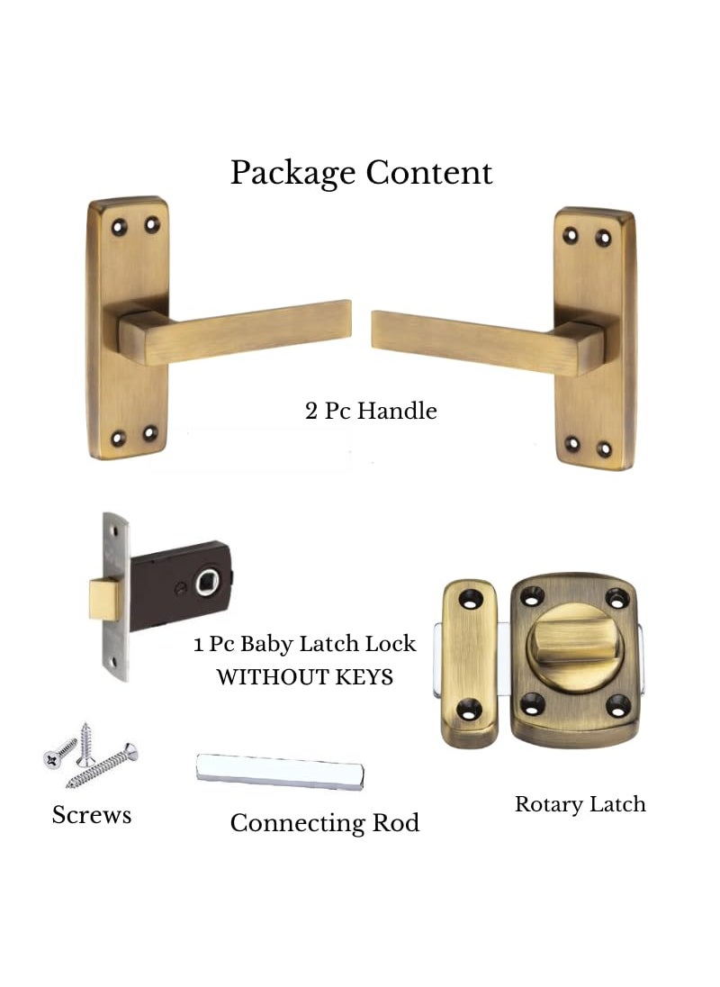 SARDAR Square 5 Antique Stainless Steel Bathroom Door Handle Set With Keyless Baby LatchTower BoltRotary Latch Pull Handle