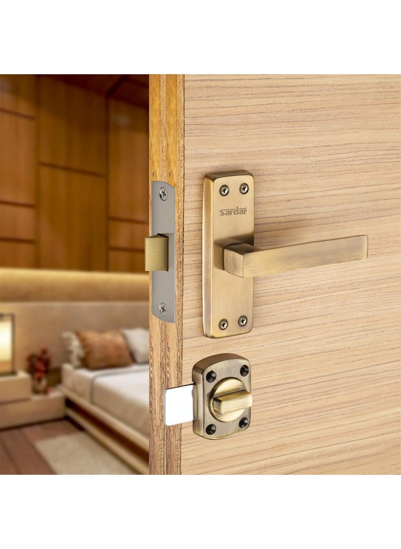 SARDAR Square 5 Antique Stainless Steel Bathroom Door Handle Set With Keyless Baby LatchTower BoltRotary Latch Pull Handle