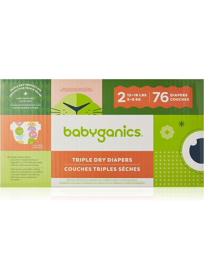 Babyganics Diapers, Size 2, 76 ct, Ultra Absorbent Diapers