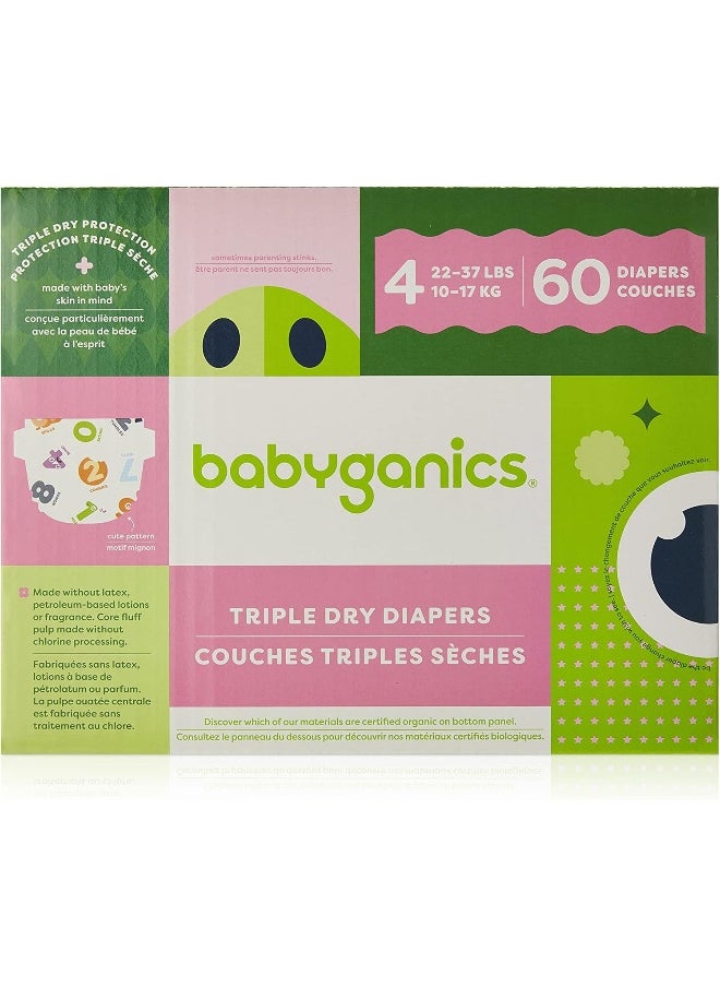 Babyganics Diapers, Size 4, 60 ct, Ultra Absorbent Diapers