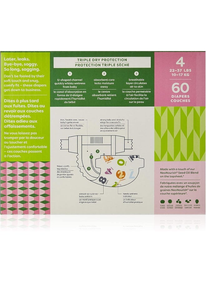 Babyganics Diapers, Size 4, 60 ct, Ultra Absorbent Diapers