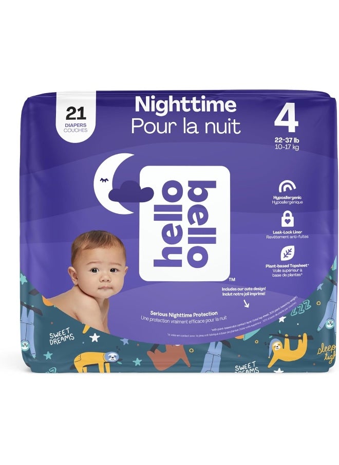Hello Bello Nighttime Baby Diapers ‐ Size 4 - Ultra Absorbent & Hypoallergenic for Overnight Diapers for Extended Protection - 21 Diapers