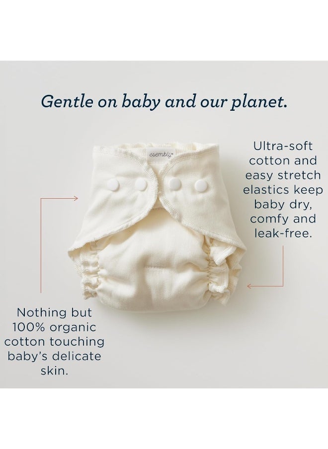 Esembly Cloth Diaper Bundle Set, 3 Organic Absorbent Inners and 1 Waterproof Recycled Diaper Cover, Reusable Washable Diapers with Snap Closure, Size 2 (18-35lbs), Aloe