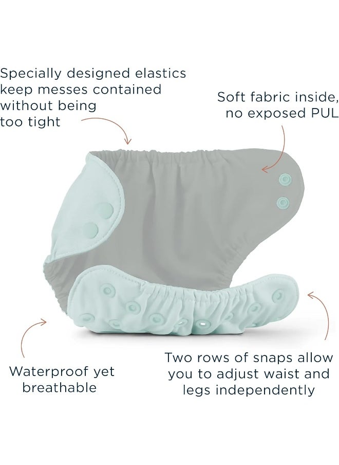 Esembly Cloth Diaper Bundle Set, 3 Organic Absorbent Inners and 1 Waterproof Diaper Cover, Blowout-Proof Reusable Washable Diapers with Snap Closure, Size 1 (7-17lbs), Mist