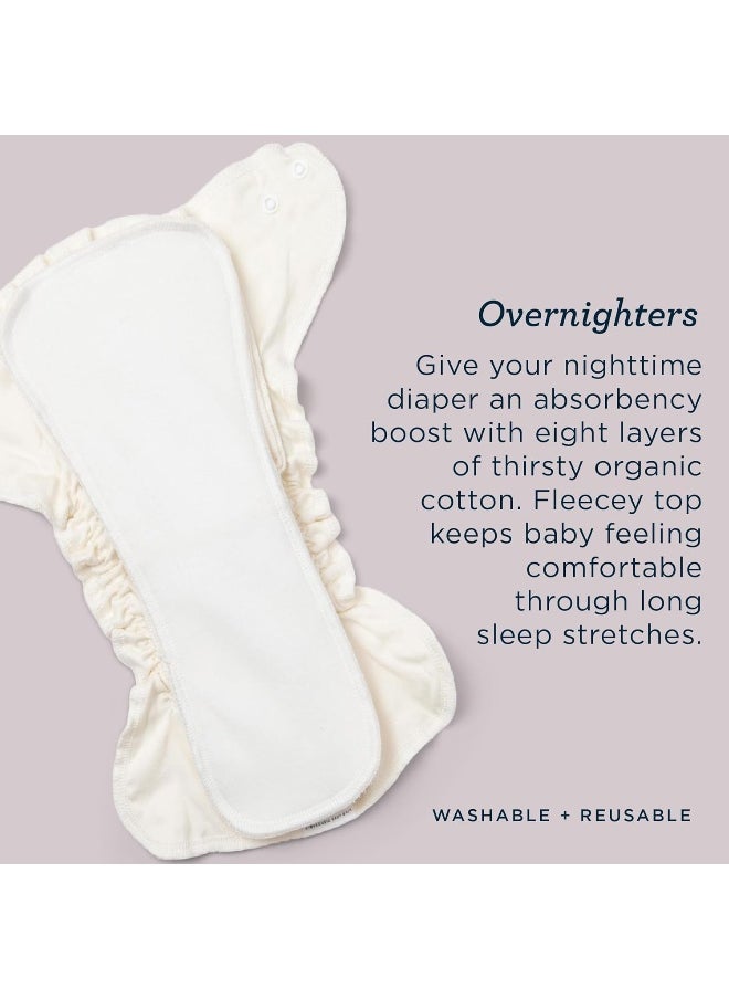 Esembly Overnighters, Cloth Nappy Doubler, Absorbency Booster, Reusable Organic Cotton Nappy Liner for Nighttime or Heavy Wetters, Super Thirsty Cloth Nappy Insert, One Size, Pack of 4