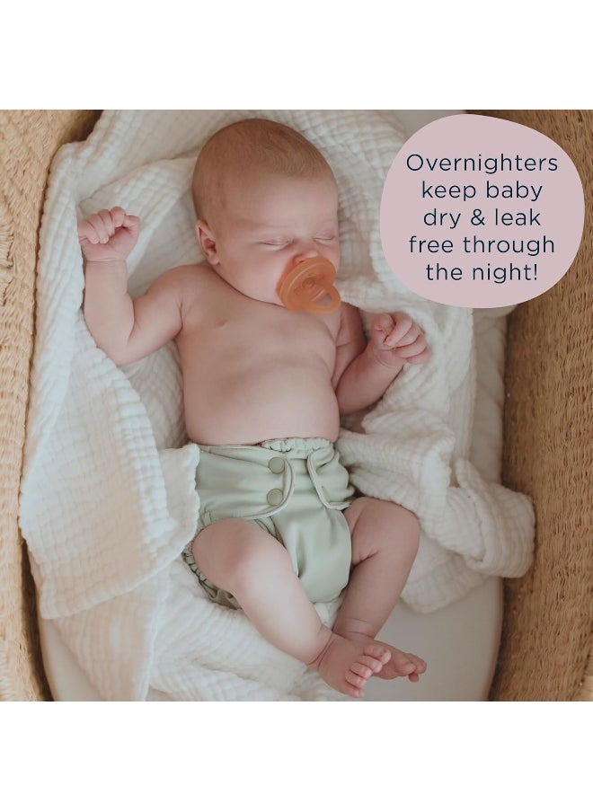 Esembly Overnighters, Cloth Nappy Doubler, Absorbency Booster, Reusable Organic Cotton Nappy Liner for Nighttime or Heavy Wetters, Super Thirsty Cloth Nappy Insert, One Size, Pack of 4