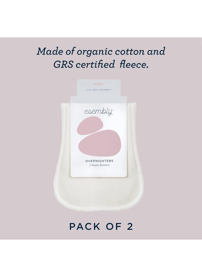 Esembly Overnighters, Cloth Nappy Doubler, Absorbency Booster, Reusable Organic Cotton Nappy Liner for Nighttime or Heavy Wetters, Super Thirsty Cloth Nappy Insert, One Size, Pack of 4