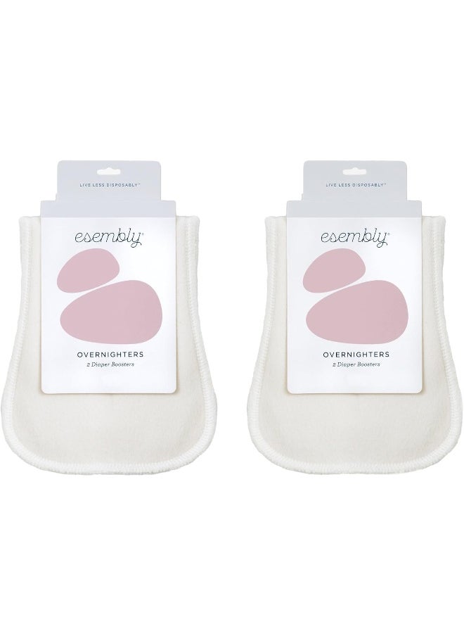 Esembly Overnighters, Cloth Nappy Doubler, Absorbency Booster, Reusable Organic Cotton Nappy Liner for Nighttime or Heavy Wetters, Super Thirsty Cloth Nappy Insert, One Size, Pack of 4