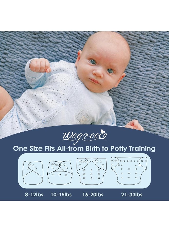 wegreeco Washable Reusable Baby Cloth Pocket Diapers 5 Pack + 5 Bamboo Inserts