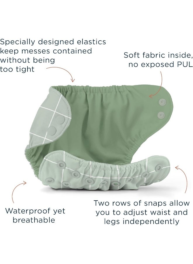 Esembly Cloth Diaper Bundle Set, 3 Organic Absorbent Inners and 1 Waterproof Recycled Diaper Cover, Reusable Washable Diapers with Snap Closure, Size 1 (7-17lbs), Lattice