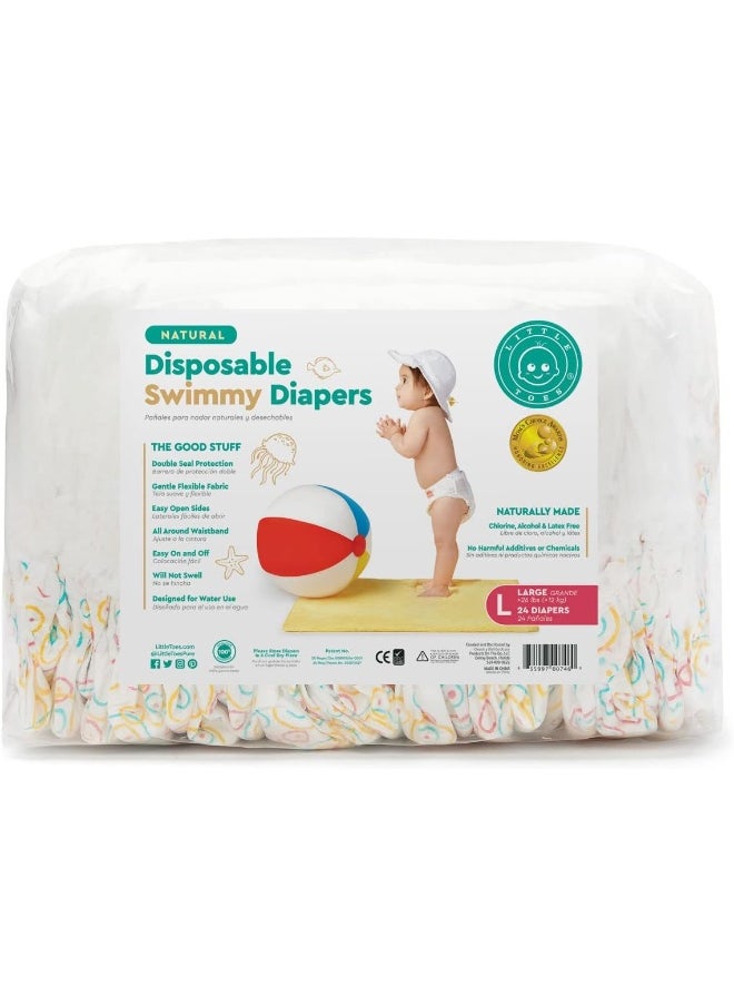Little Toes Natural Disposable Swimmy Baby Diapers, Size 5 Large (Pack of 24)