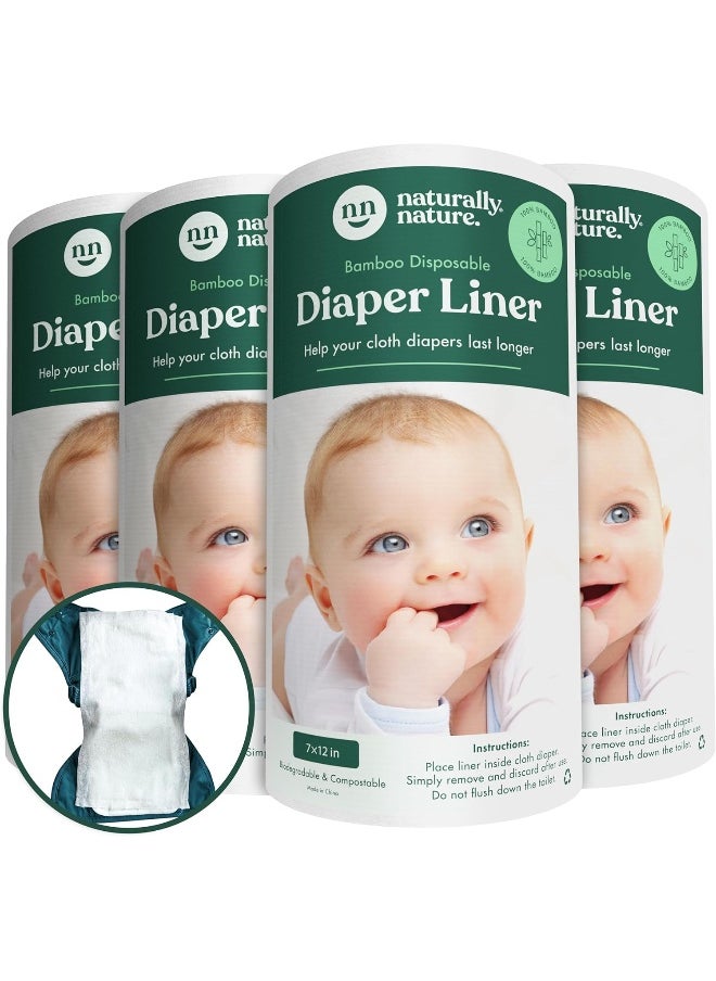Naturally Nature Disposable Cloth Diaper Liners, Unscented, Fragrance-Free, Chlorine Free Diaper Inserts - 400 Count - (4 Rolls, 100 Sheets per Roll)