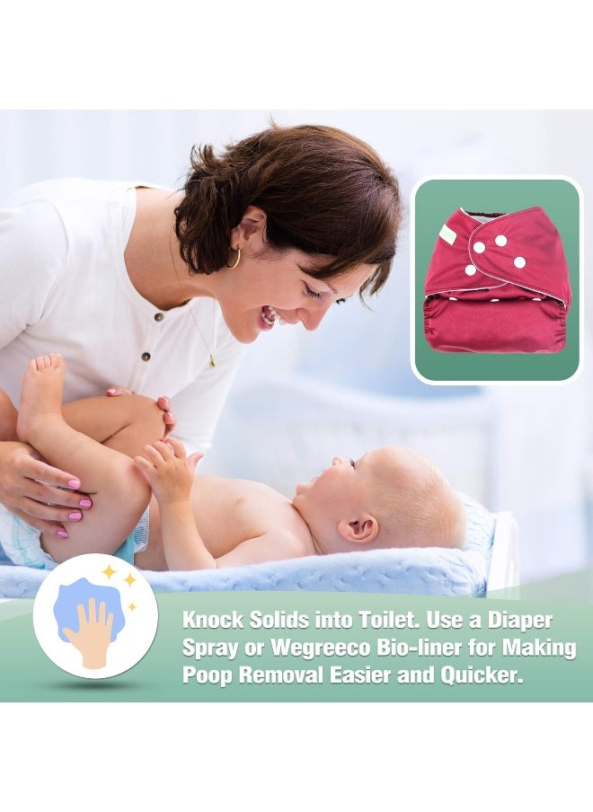 wegreeco Washable Reusable Baby Cloth Pocket Diapers 6 Pack + 6 Rayon Made from Bamboo Inserts (with 1 Wet Bag, Girl Prints 02)