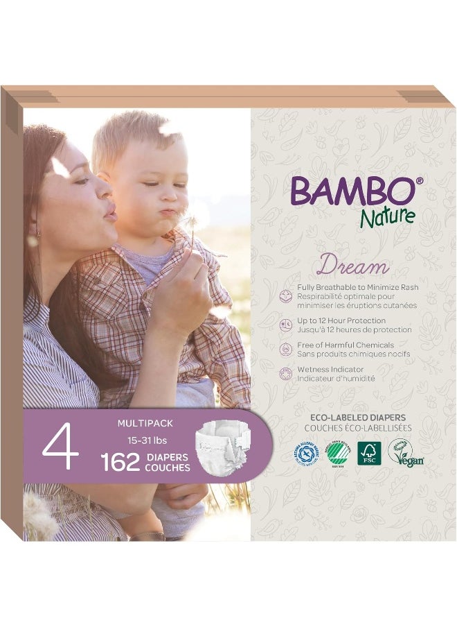 Bambo Nature Premium Baby Diapers (SIZES 0 TO 6 AVAILABLE), Size 4, 162 Count