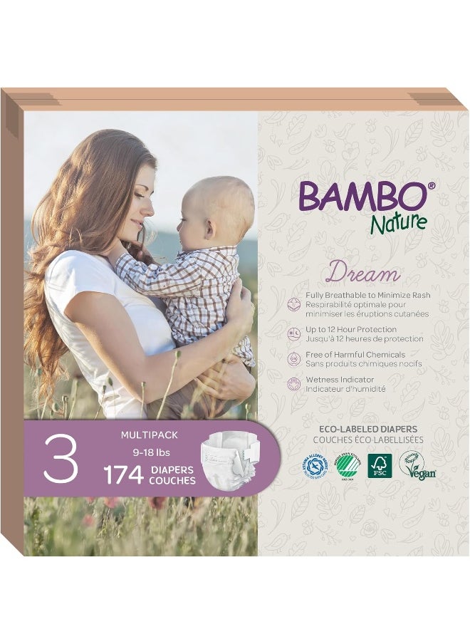 Bambo Nature Premium Baby Diapers (SIZES 0 TO 6 AVAILABLE), Size 3, 174 Count