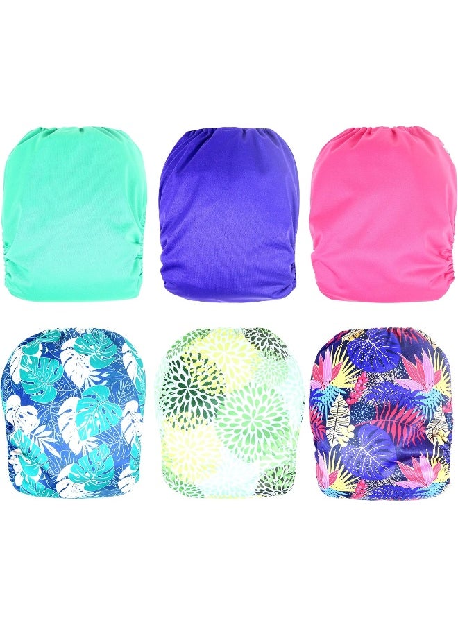 Leekalos Cloth Diapers Reusable for Boys and Girls, Baby Diaper Cloth with Bamboo Inserts & Wet Bag (Floral) One Size