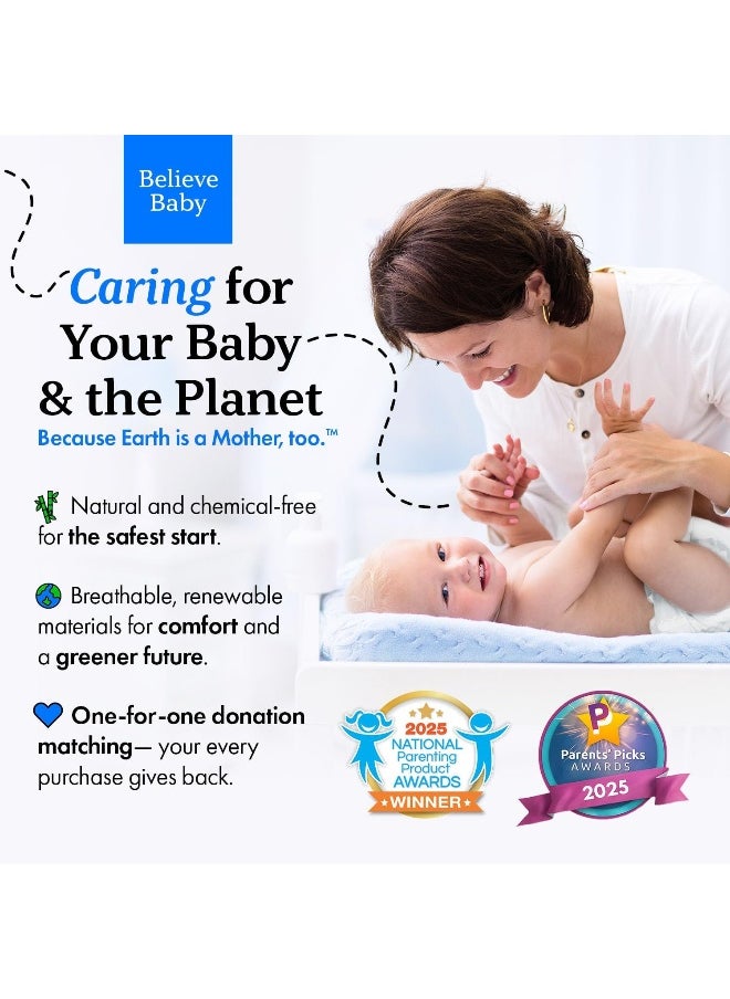 Believe Diapers Size 5 (>27 Lbs) Viscose Bamboo Diapers 25 Count - Natural Baby Diaper, Chemical Free and Fragrance Free Natural Diaper for Sensitive Skin, Super Absorbent with Leak Protection