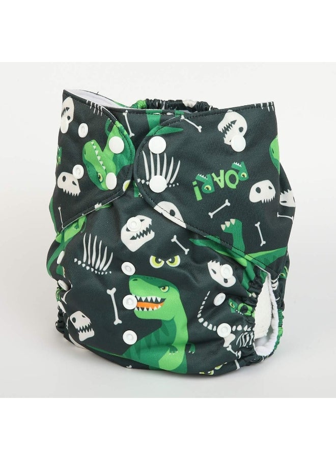 Sigzagor 2 to 7 Years Old Junior Big Cloth Diaper Pocket Reusable Washable Baby Toddler (Green Dinosaurs)