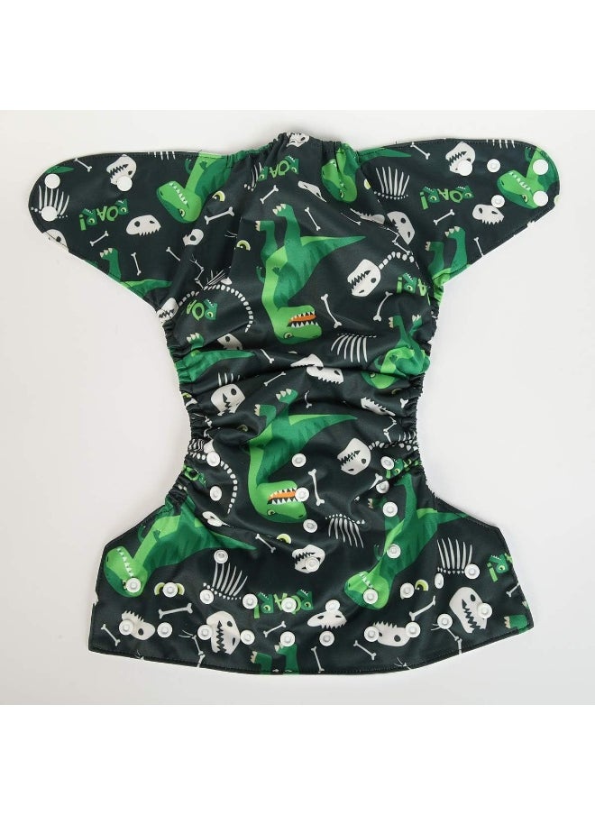 Sigzagor 2 to 7 Years Old Junior Big Cloth Diaper Pocket Reusable Washable Baby Toddler (Green Dinosaurs)