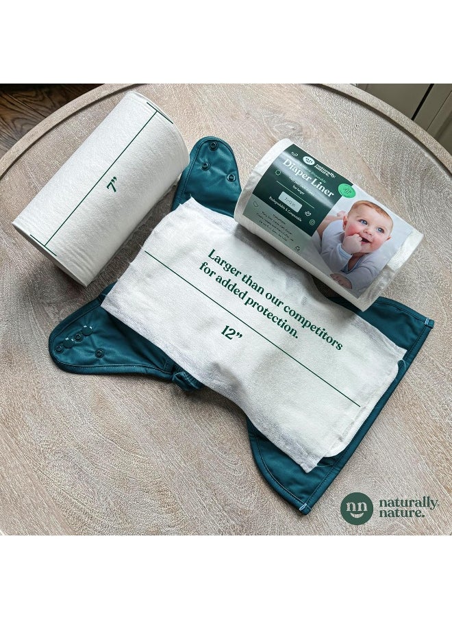 Naturally Nature Disposable Cloth Diaper Liners, Unscented, Fragrance-Free, Chlorine Free Diaper Inserts - 200 Count - (2 Rolls, 100 Sheets per Roll)