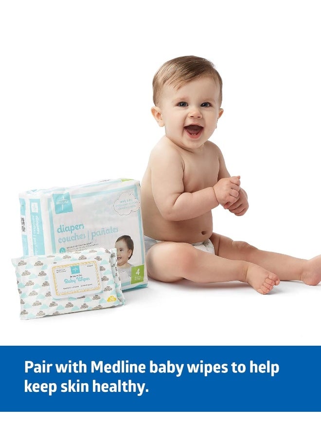 Medline Premium Disposable Baby Diapers, Absorbent & Ultra-Soft for Delicate Skin, Size 6 (35+ lbs), Pack of 25