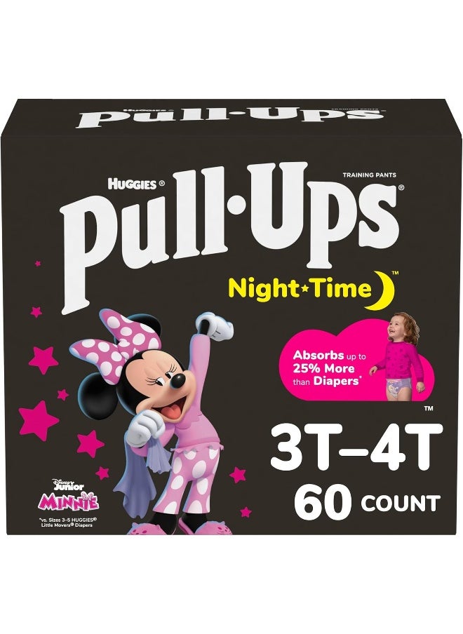 Pull-Ups Girls' Nighttime Potty Training Pants, Training Underwear, 3T-4T (32-40 lbs), 60 Ct