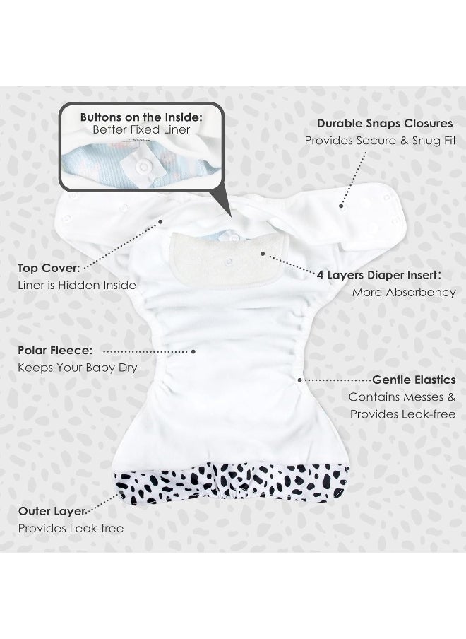 wegreeco Washable Reusable Baby Cloth Pocket Diapers 5 Pack + 5 Rayon Made from Bamboo Inserts (Animal Party)