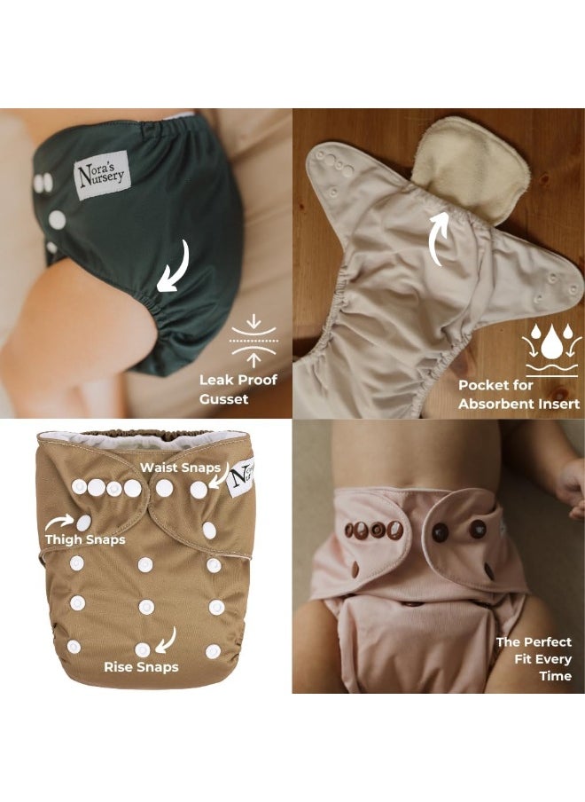 Nora's Nursery Amethyst 4-Pack Cloth Pocket Diapers with 4 Inserts