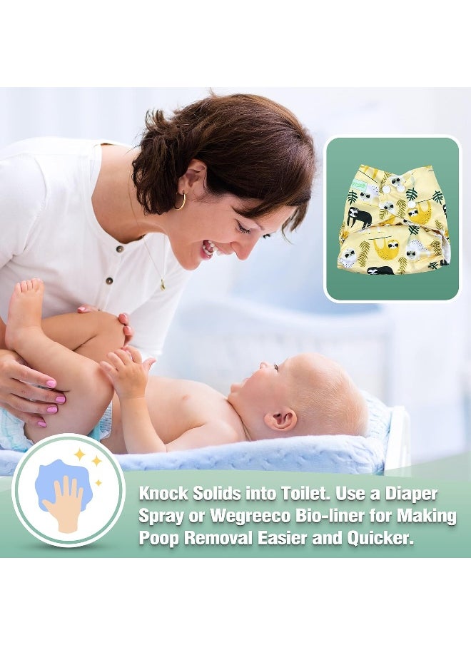 wegreeco Washable Reusable Baby Cloth Pocket Diapers 6 Pack + 6 Rayon Made from Bamboo Inserts (with 1 Wet Bag, Animal World)