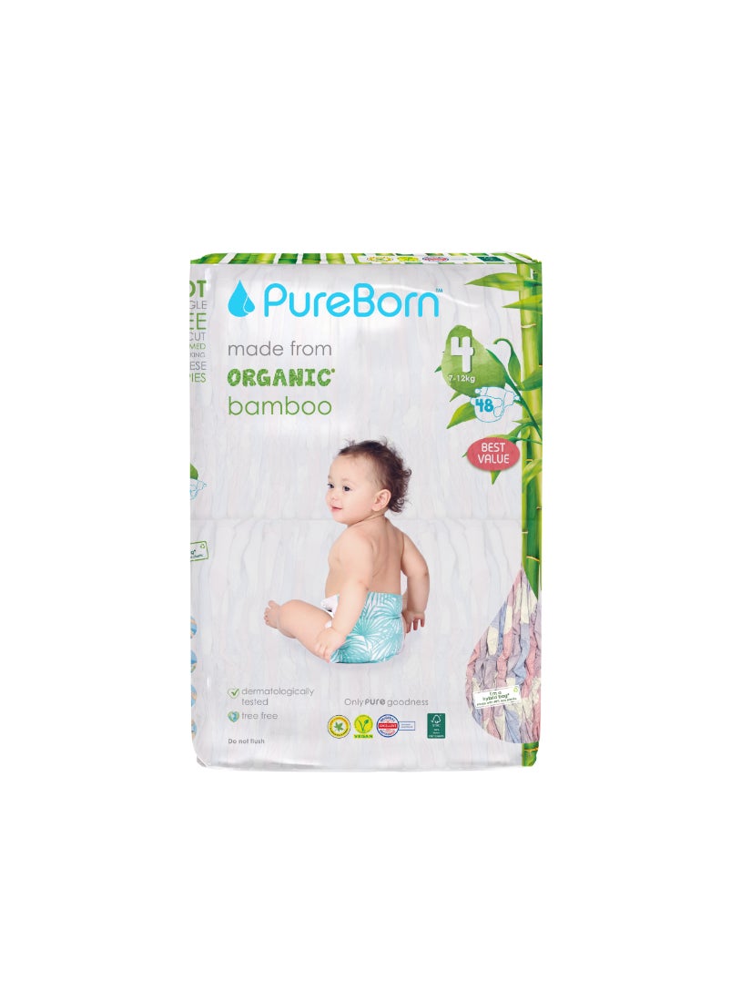 Organic Baby Tape Style Diapers Size-4 7-12 kg Cloud Print 48 Diapers
