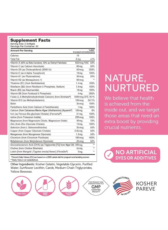 Prenatal Dha, Vitamins For Mother And Child, New Improved Vegetarian With Dha, 60 Softgels