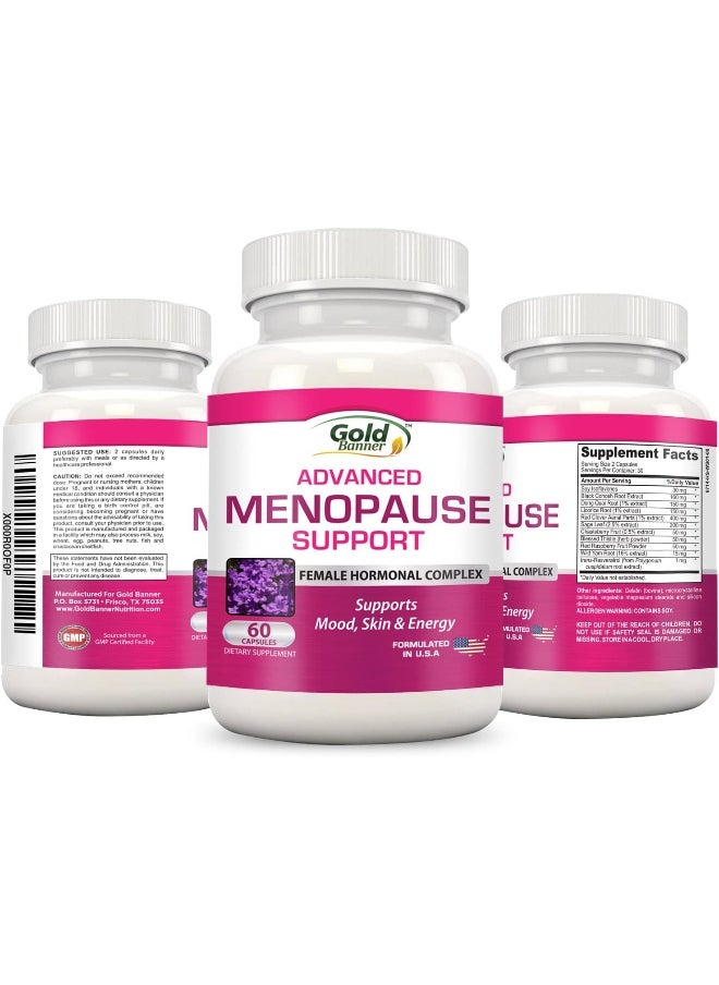 Advanced Menopause Support - Natural Female Hormonal Complex For Hot Flashes, Mood Swings & Dryness - Black Cohosh, Soy Isoflavones & Herbal Extract Formula - Does Not Include Hormones