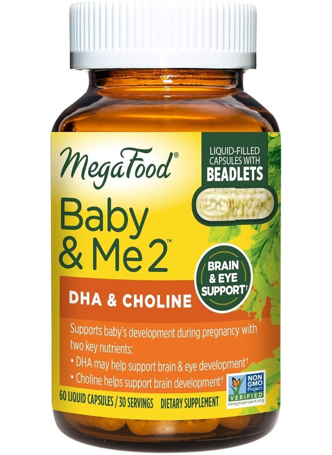 Baby & Me 2 Dha & Choline - Plant-Based Dha And Choline For Baby'S Brain And Eye Development - Vegan - 60 Capsules (30 Servings)