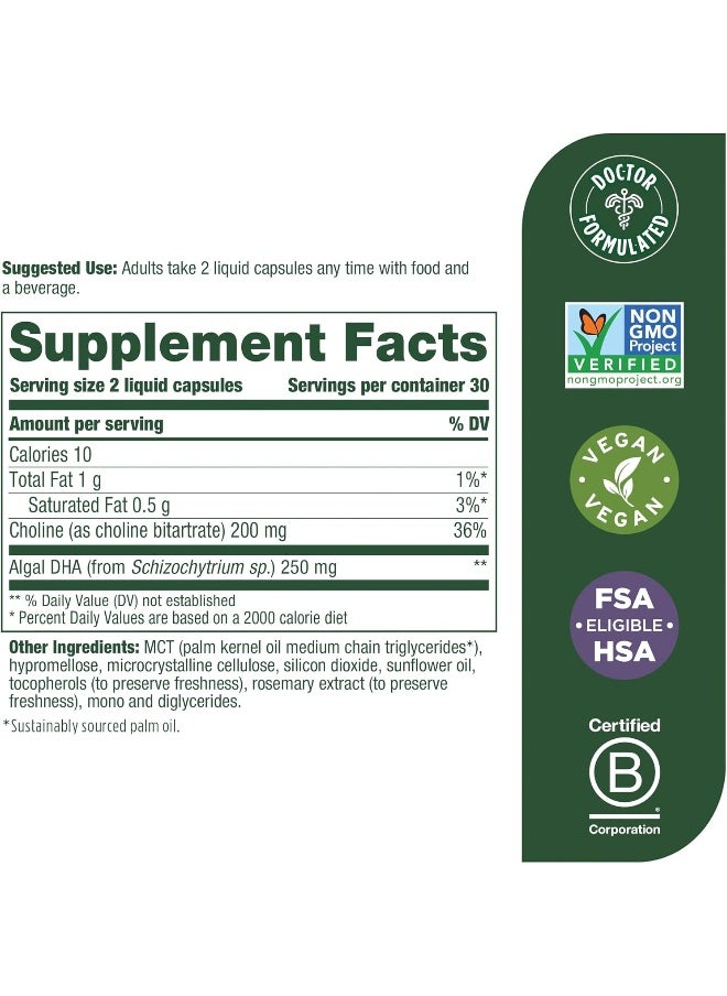 Baby & Me 2 Dha & Choline - Plant-Based Dha And Choline For Baby'S Brain And Eye Development - Vegan - 60 Capsules (30 Servings)
