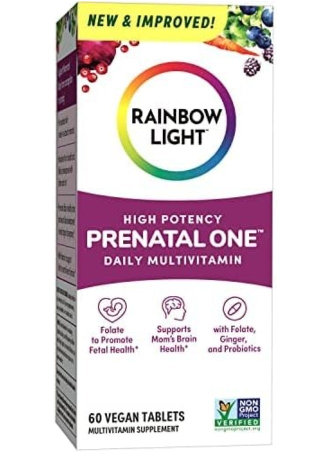 Prenatal One Multivitamin, Folic Acid, Calcium, & Vitamin D, Gluten Free, Supports From Conception To Postnatal, Clinically Proven Absorption, 60 Tablets