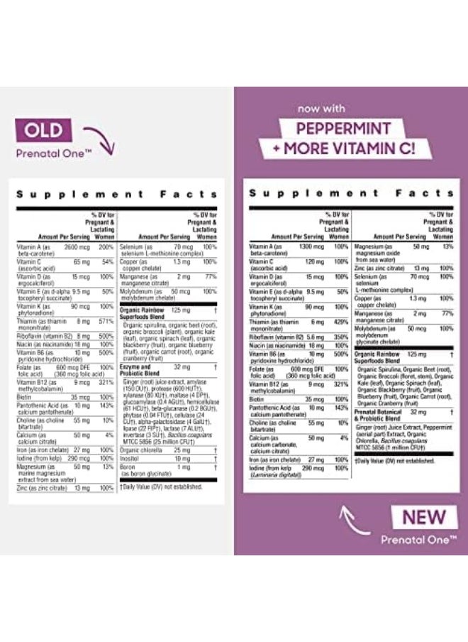 Prenatal One Multivitamin, Folic Acid, Calcium, & Vitamin D, Gluten Free, Supports From Conception To Postnatal, Clinically Proven Absorption, 60 Tablets