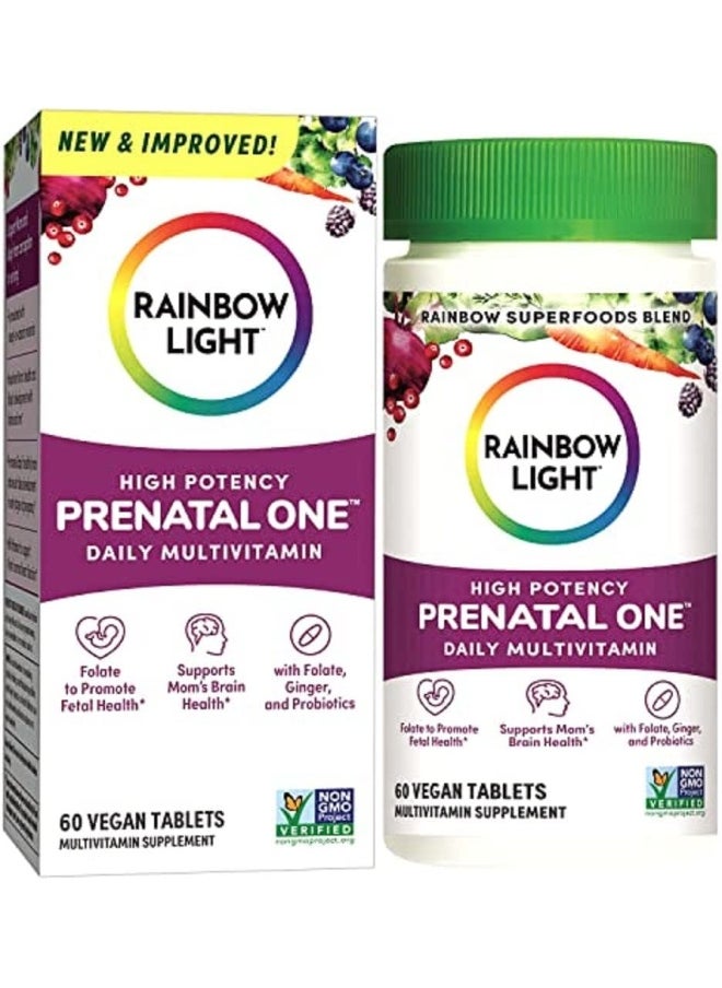 Prenatal One Multivitamin, Folic Acid, Calcium, & Vitamin D, Gluten Free, Supports From Conception To Postnatal, Clinically Proven Absorption, 60 Tablets