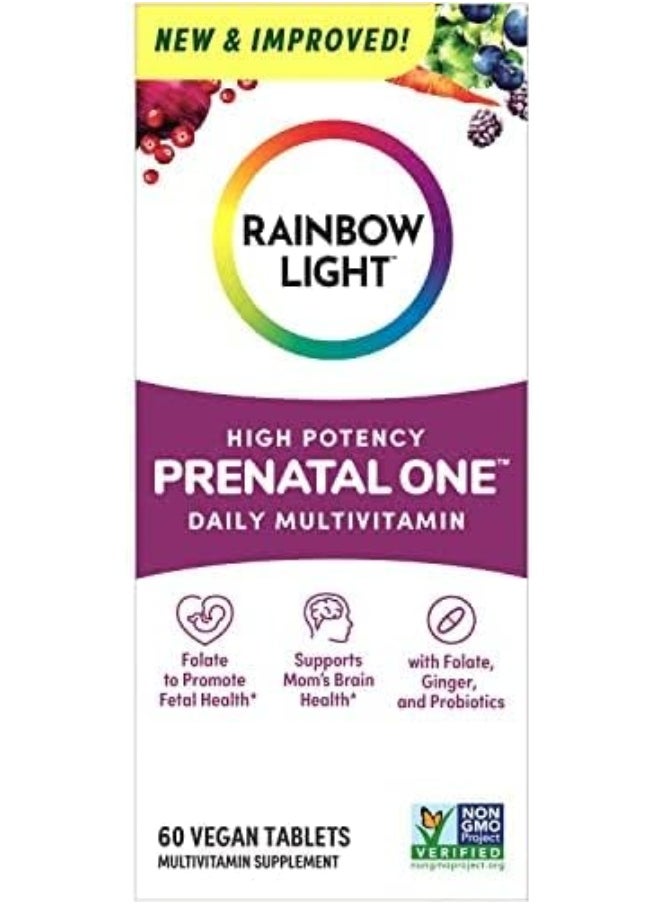 Prenatal One Multivitamin, Folic Acid, Calcium, & Vitamin D, Gluten Free, Supports From Conception To Postnatal, Clinically Proven Absorption, 60 Tablets