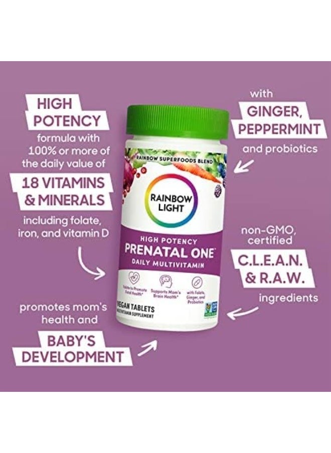 Prenatal One Multivitamin, Folic Acid, Calcium, & Vitamin D, Gluten Free, Supports From Conception To Postnatal, Clinically Proven Absorption, 60 Tablets