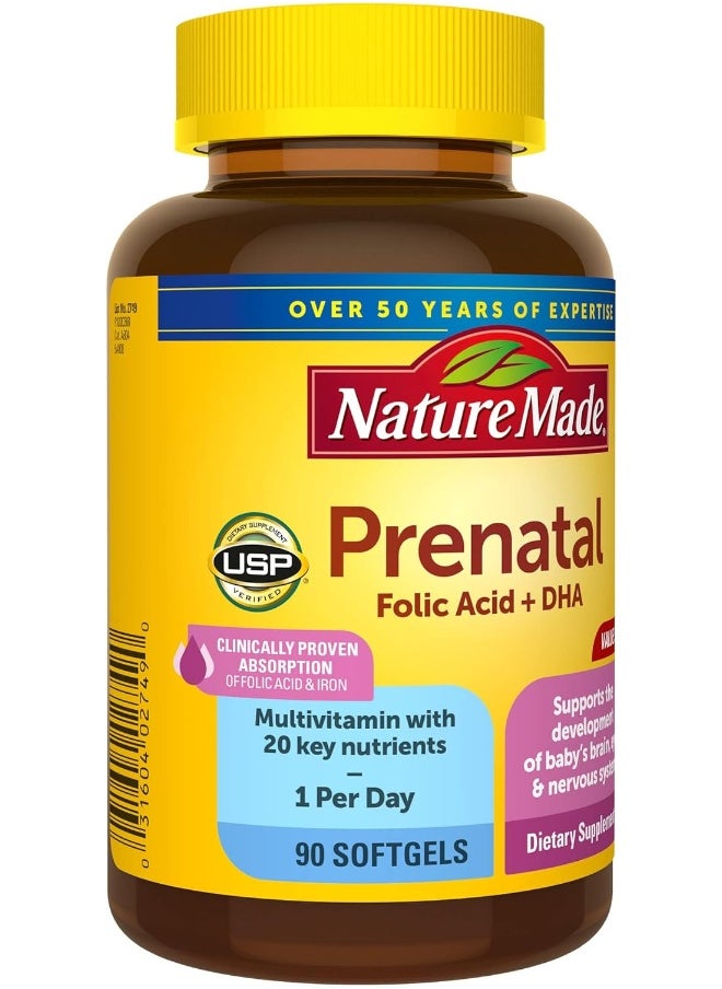 , Prenatal, Multi + Dha 200 Mg, Rich In Folic Acid, Iron, Iodine & Zinc Value Size 90 Softgels