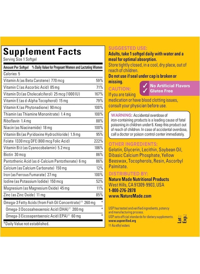 , Prenatal, Multi + Dha 200 Mg, Rich In Folic Acid, Iron, Iodine & Zinc Value Size 90 Softgels