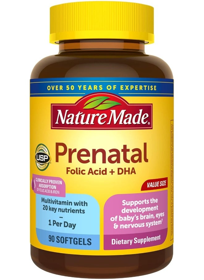 , Prenatal, Multi + Dha 200 Mg, Rich In Folic Acid, Iron, Iodine & Zinc Value Size 90 Softgels