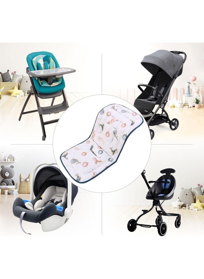 LAT LEE AND TOWN Baby Stroller Cushion, Infant Car Seat Insert-Reversible Universal Breathable Soft Newborn Stroller Mat, 100% Cotton Cover Toddler Seat Pad Liner-34x78cm, 1 Pack (Whale)