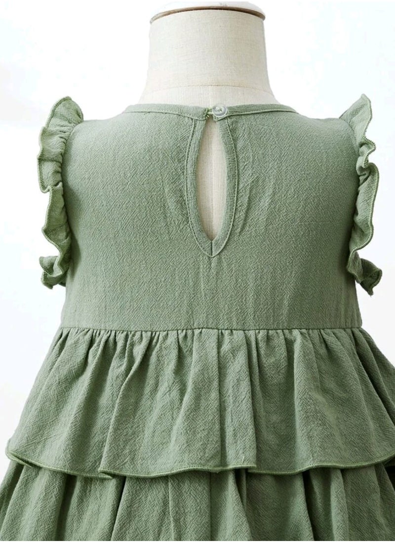 SHEIN Baby Ruffle Trim Layer Hem Dress