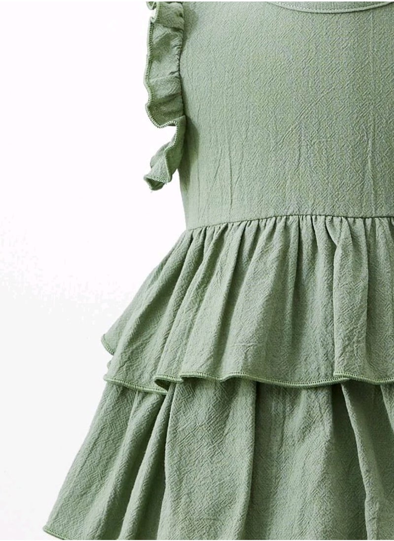 SHEIN Baby Ruffle Trim Layer Hem Dress
