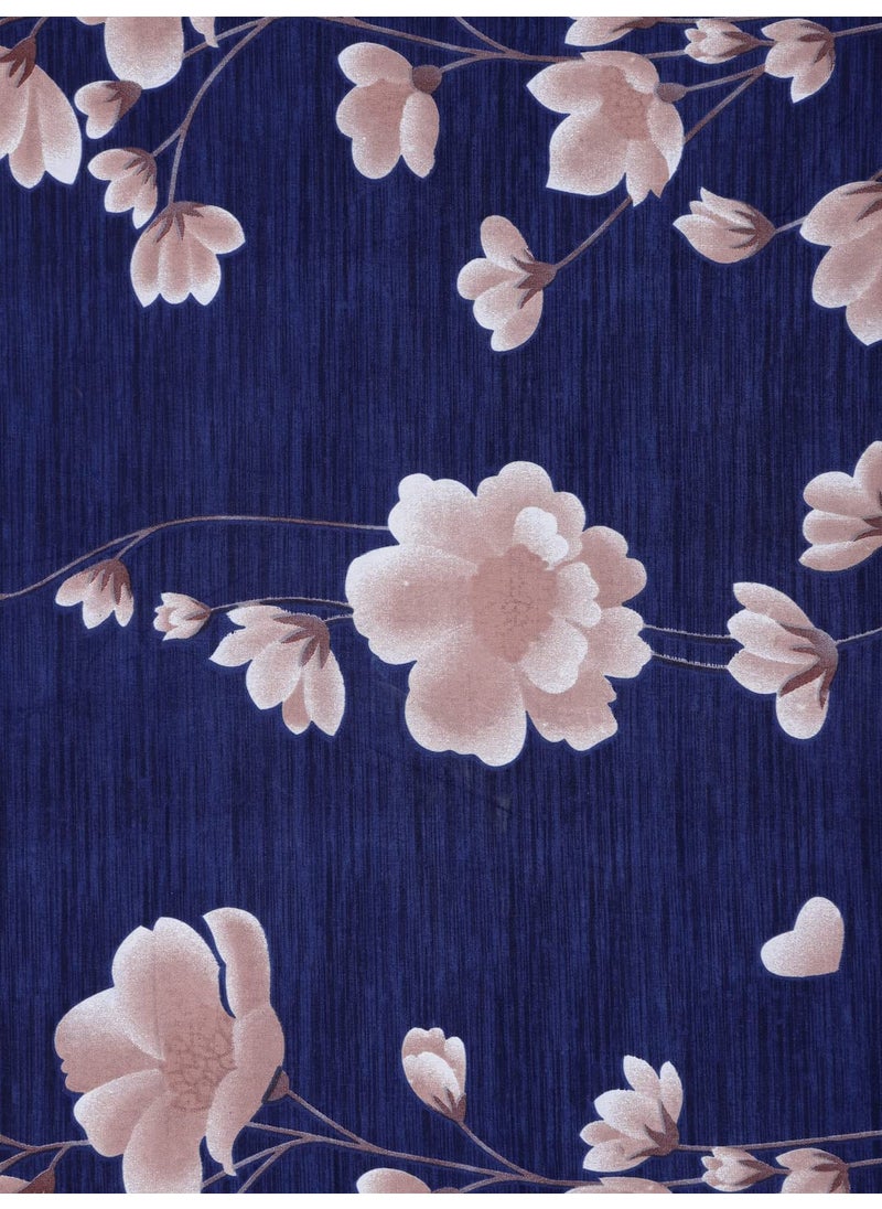 TURIYA 180 TC Microfiber Cloth Printed Double Bed Size Duvet CoverRajai CoverKambal Cover with Zipper Enclosure Blue Flower