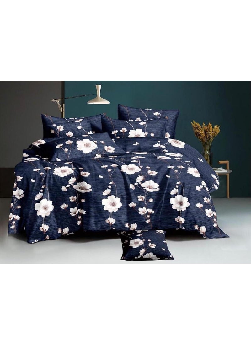 TURIYA 180 TC Microfiber Cloth Printed Double Bed Size Duvet CoverRajai CoverKambal Cover with Zipper Enclosure Blue Flower