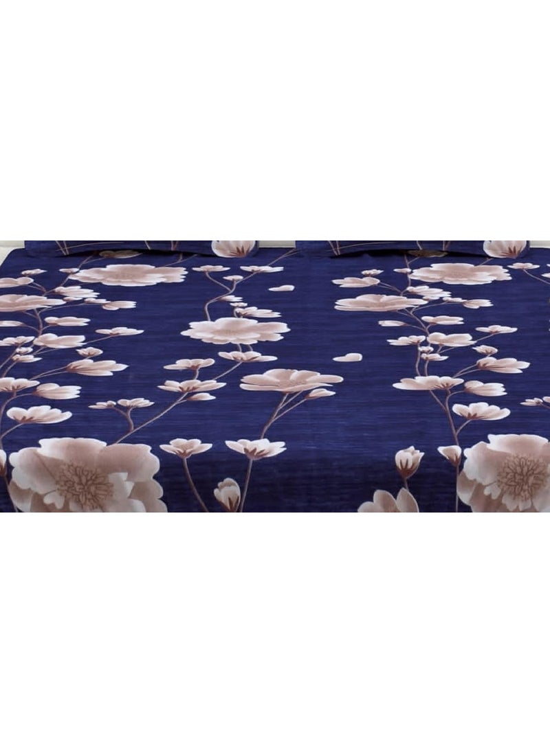 TURIYA 180 TC Microfiber Cloth Printed Double Bed Size Duvet CoverRajai CoverKambal Cover with Zipper Enclosure Blue Flower