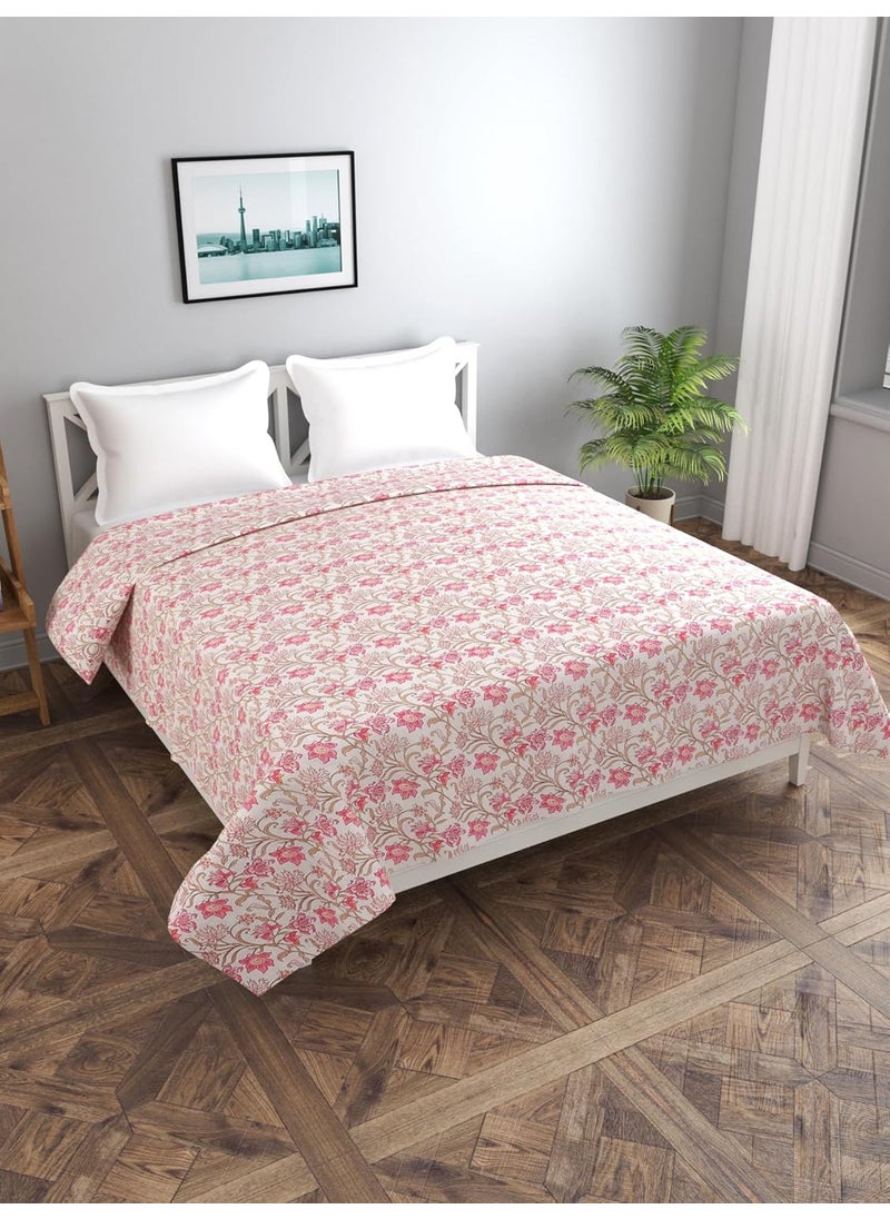 BREVARD Glace Cotton Double Duvet CoverRajai CoverBlanket Cover with Zipper 90x100 Inches Pink