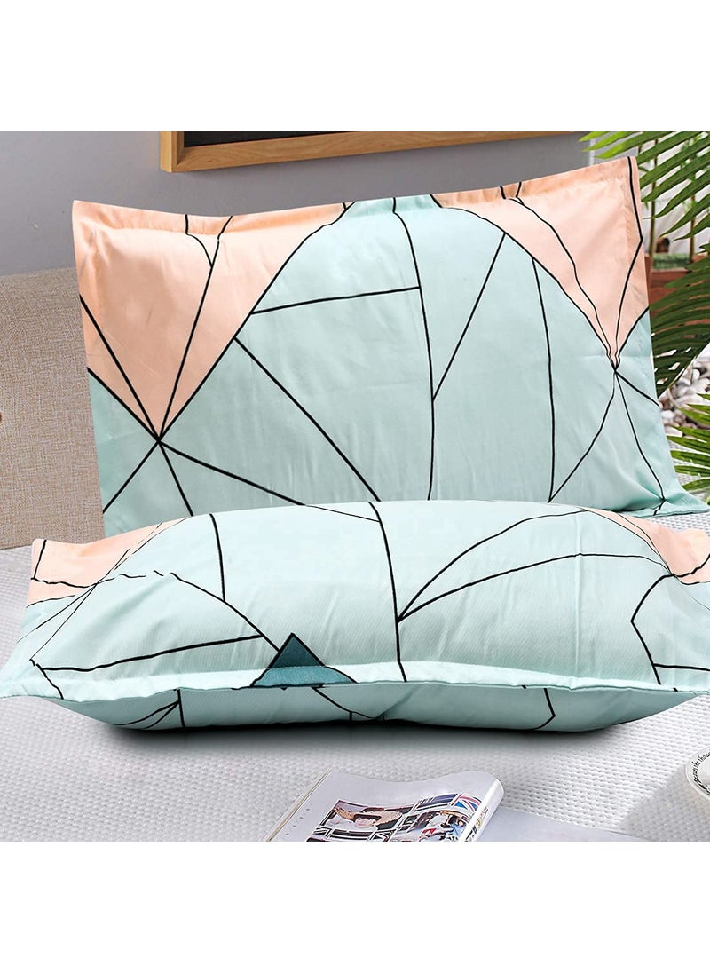 Femfairy Super Soft Glace Cotton King Size Duvet Cover for Double Bed for All SeasonsWeathers 90x100 inches Pastel Green